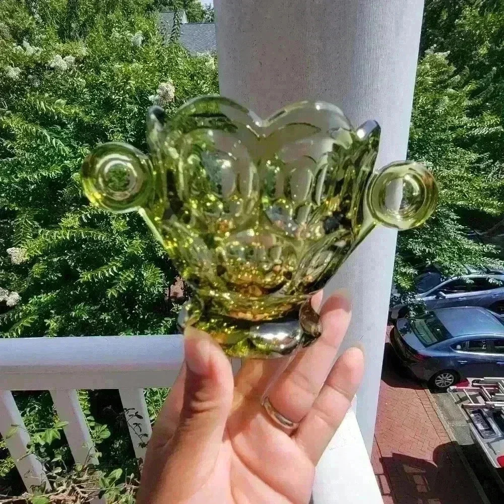 COPY - Set Of 2 Vintage Imperial Green Glossy Glass Creamer & Sugar - Picture 6 of 12